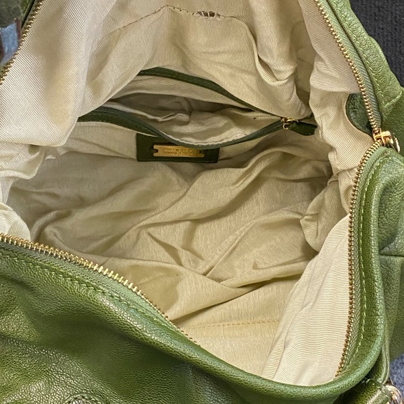 Badgley Mischka Platinum Connie XL hobo bag green and gold turn lock #030 - Picture 11 of 12